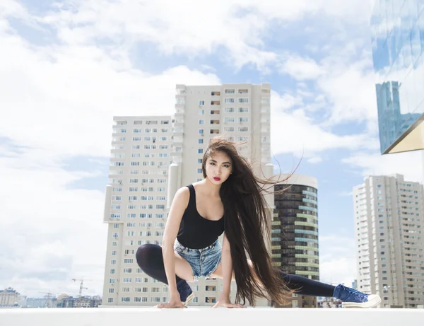 Asian girl dancing joy