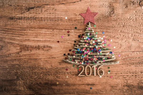 Kerstboom met sterren — Stockfoto