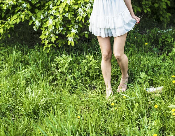 芝生の上に立っている若い女性 — ストック写真