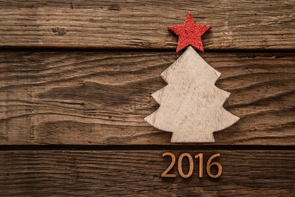 Vánoční strom na vinobraní dřevěné textury — Stock fotografie