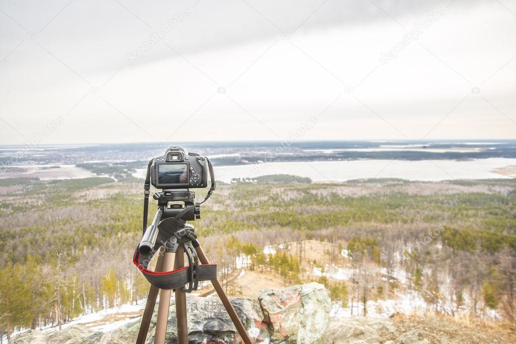  photo camera on  mountain 
