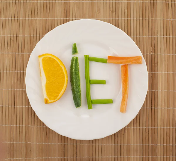 Palavra dieta composta por fatias — Fotografia de Stock