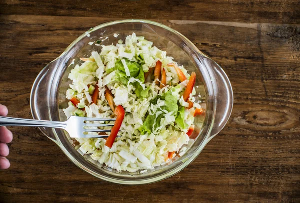 man eating  healthy salad