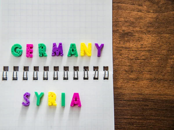 Border between words  germany and syria — Stock Photo, Image