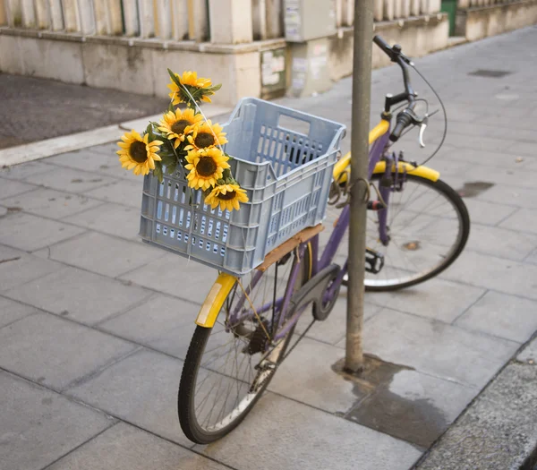 Винтажный велосипед на европейской улице — стоковое фото