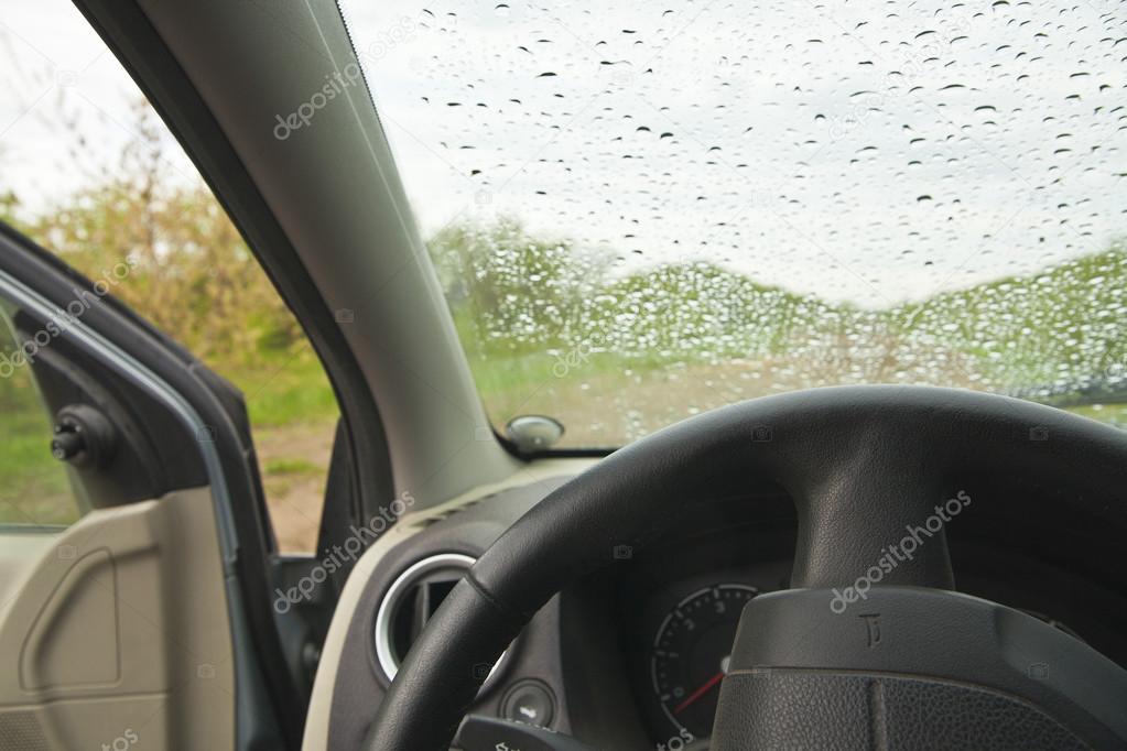 Rain on a car  window