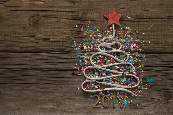 Kerstboom van kleurrijke confetti — Stockfoto