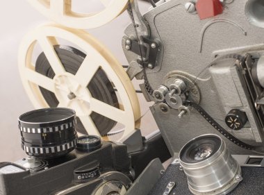Vintage kameralar ile reel ve film tasarı