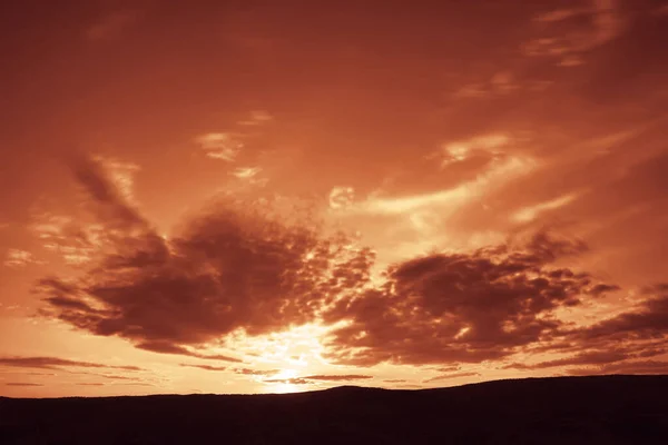 Belo Pôr Sol Com Céu Linha Horizonte Paisagem Pôr Sol — Fotografia de Stock