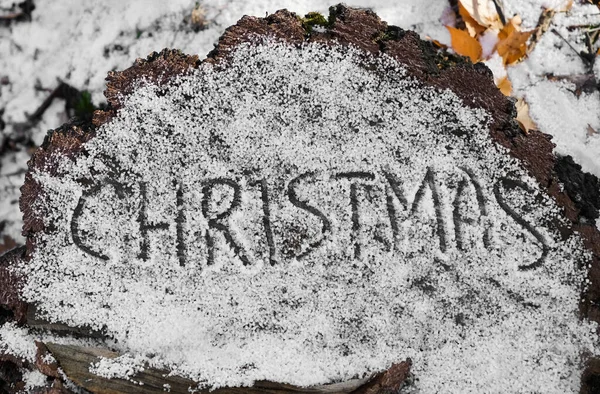 Писані Слова Кристами Сніговій Плутанині Новорічній Концепції Веселого Різдва — стокове фото