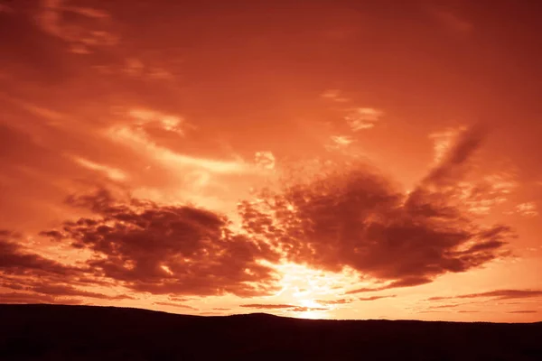 Belo Pôr Sol Com Céu Linha Horizonte Paisagem Pôr Sol — Fotografia de Stock