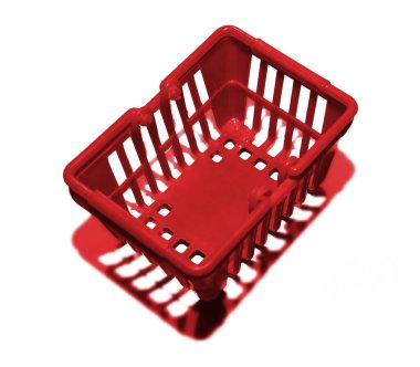  Arka planda boş plastik alışveriş sepeti var. en üstteki görünüm.