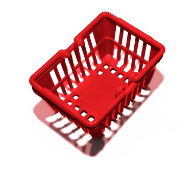  Arka planda boş plastik alışveriş sepeti var. en üstteki görünüm.