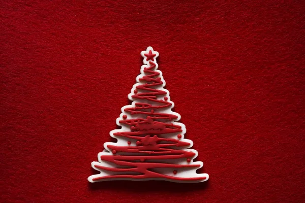 Symbool Van Kerstboom Van Kant Rode Ster Speelgoed Rood Materiaal — Stockfoto