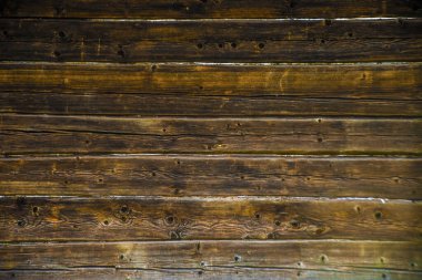 Dikey çizgili tahta paneller. Yaşlanmış ve köhne hava şartlarında dövülmüş odun. Metin için alanı olan doğal doku ve ahşap arkaplan