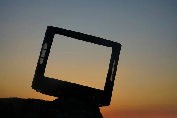 Corpo Vintage Velho Fundo Céu Ensolarado Luz Pôr Sol Sem — Fotografia de Stock