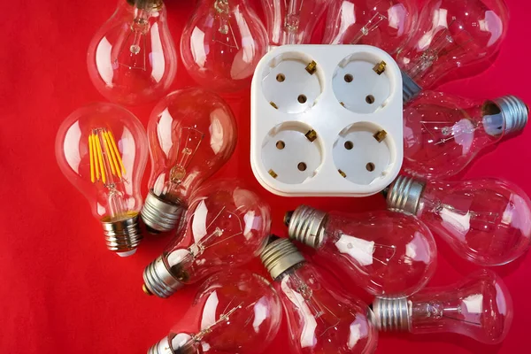 Socket Quadruple Many Lamp Bulb — Stock Photo, Image