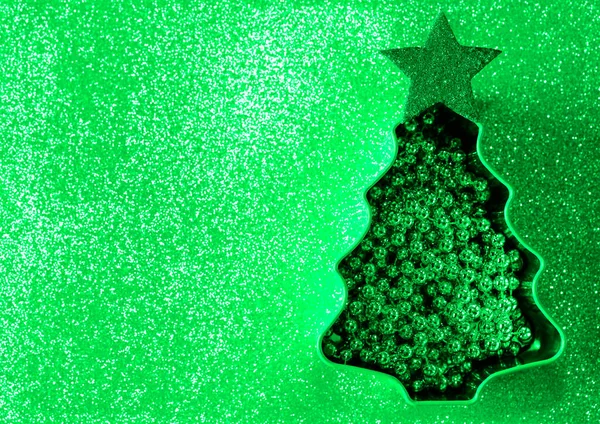 Kerstboom Achtergrond Vakantie Concept Horizontale Lege Kopieerruimte Ijzeren Doos Vorm — Stockfoto