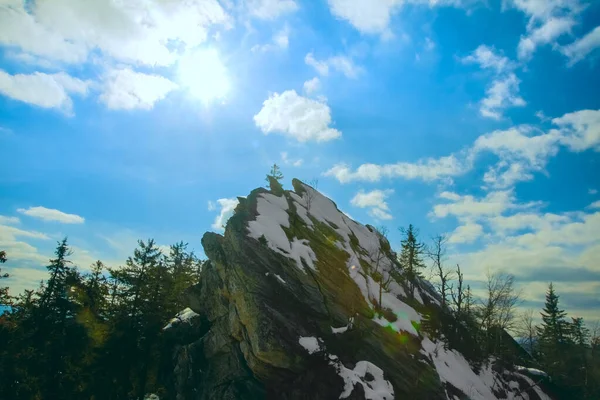 Nevado Pico Montaña Montañas Urales Urales Del Sur Temporada Invierno — Foto de Stock