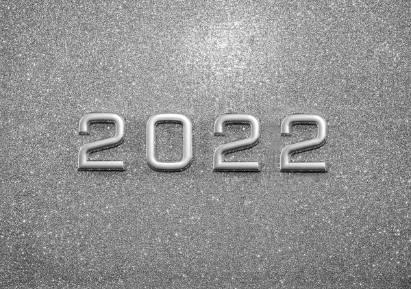 2022 Happy New Year Silver Metal Number Gray Silver Background — Stock Photo, Image