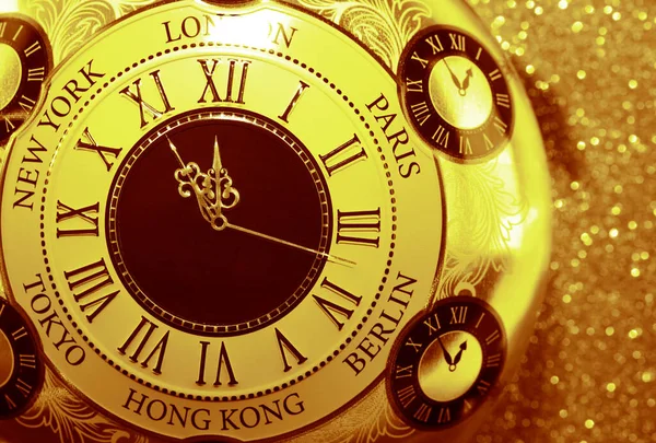 Relógios Mostrando Tempo Todo Mundo Relógios Mostrando Tempo Diferentes Capitais — Fotografia de Stock