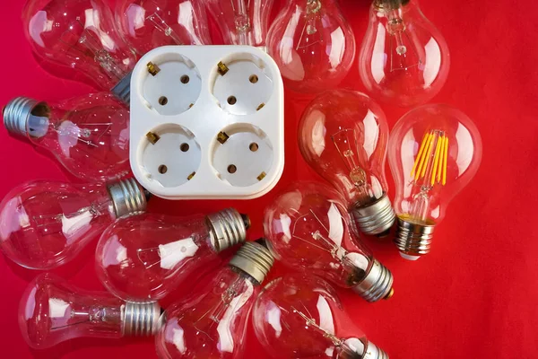 Socket Quadruple Many Lamp Bulb — Stock Photo, Image