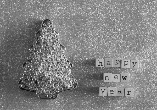 Stříbrný Vánoční Stromek Šťastný Nový Rok 2021 Šťastný Nový Rok — Stock fotografie