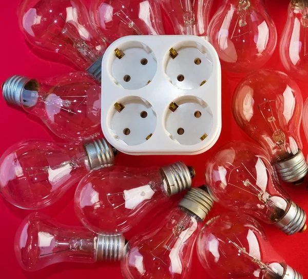 Socket Quadruple Many Lamp Bulb — Stock Photo, Image