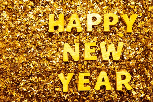 Feliz Ano Novo 2021 Cartas Madeira Fundo Confete — Fotografia de Stock