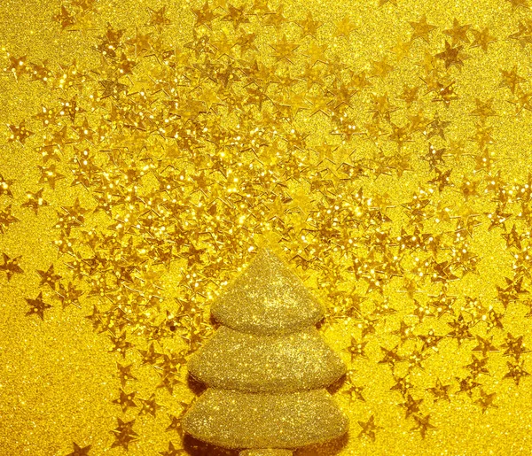 Kerstboom Gemaakt Van Sterren Glitter Confetti Vakantie Achtergrond Wenskaart Uitzicht — Stockfoto