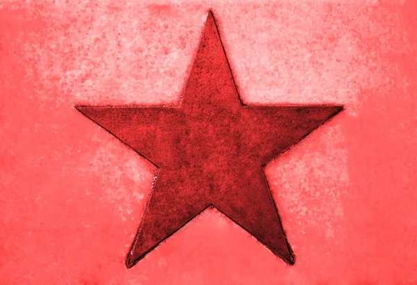 One Red Star Red Background — Stock Photo, Image