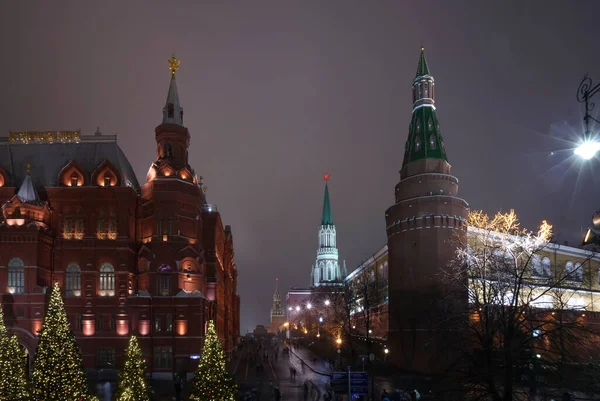 Kerstmis Moskou Rusland Het Rode Plein Lenins Mausoleum Bouw Van — Stockfoto