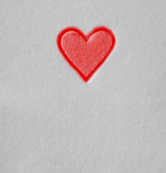Vista Superior Nieve Fresca Impresión Corazón Rojo Feliz Día San — Foto de Stock