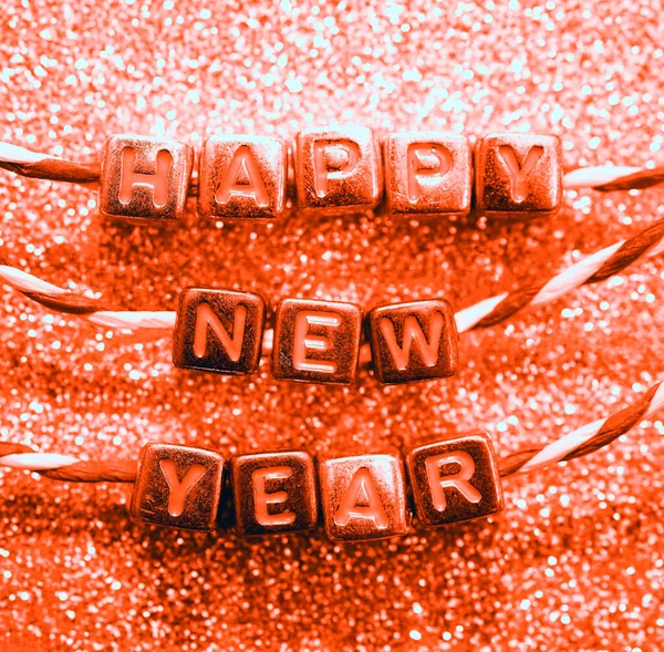 Šťastný Nový Rok 2021 Psaný Barevnými Kostkami Abecední Perle Pozadí — Stock fotografie