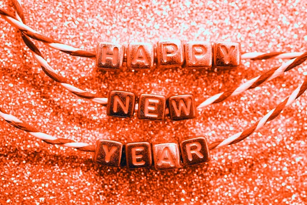 Šťastný Nový Rok 2021 Psaný Barevnými Kostkami Abecední Perle Pozadí — Stock fotografie