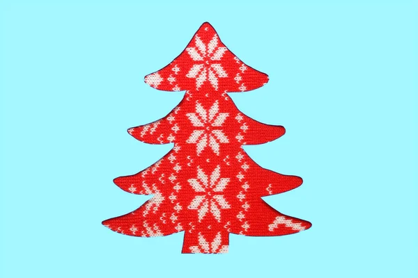 Gebreide Stof Met Ornament Vorm Van Een Kerstboom 2021 Gelukkig — Stockfoto