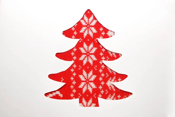 Knitted Fabric Ornament Form Christmas Tree 2021 Happy New Year — Stock Photo, Image