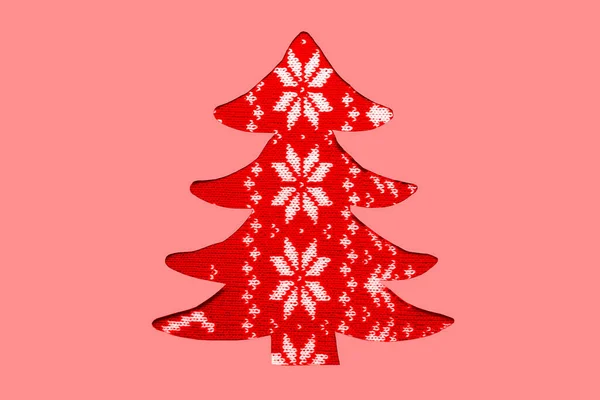 Knitted Fabric Ornament Form Christmas Tree 2021 Happy New Year — Stock Photo, Image