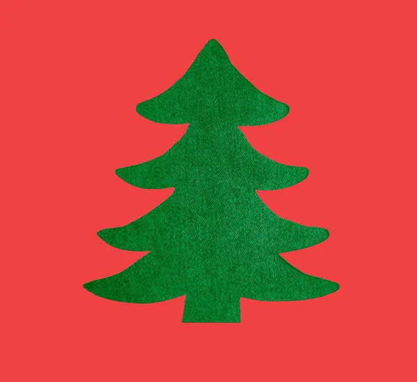 Groene Jeans Stof Vorm Van Een Kerstboom 2021 Gelukkig Nieuwjaar — Stockfoto