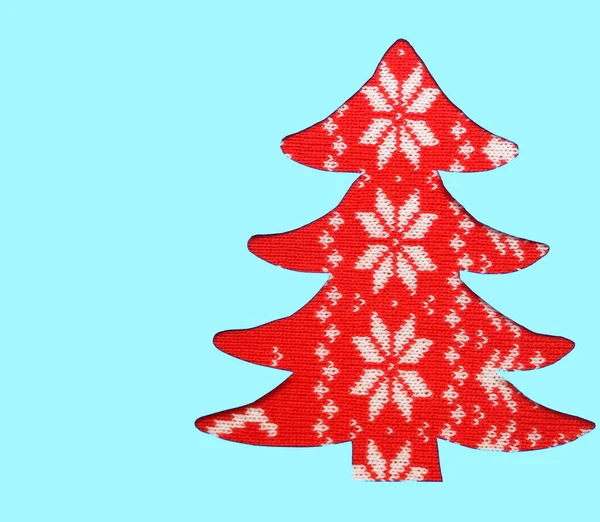 Tessuto Lavorato Maglia Con Ornamento Nella Forma Albero Natale 2021 — Foto Stock