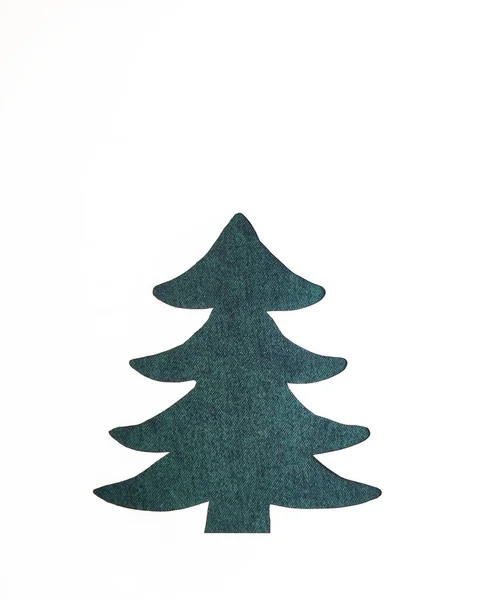 Zielony Dżinsy Tkaniny Postaci Choinki 2021 Szczęśliwego Nowego Roku Wesołych — Zdjęcie stockowe