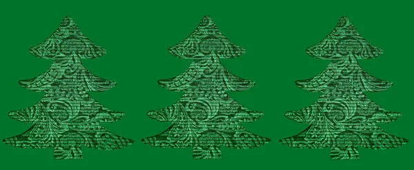 Tre Modelli Sotto Forma Alberi Natale Felice Anno Nuovo Buon — Foto Stock