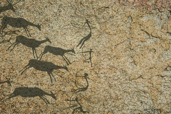 薩摩岩画 サツクンダはボパールからわずか24Km 5000年前の岩の芸術があります 世界遺産に登録されているボパールの東側にあるBhim Baithikaの遺跡 — ストック写真