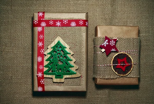 Creative Diy Hobby Making Modern Handmade Christmas Presents Boxes Craft — 스톡 사진
