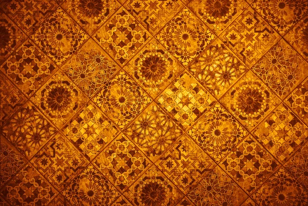 Orangefarbene Marokkanische Fliesen Hintergrund Traditionelle Portugiesische Dekorative Azulejos Fliesen — Stockfoto