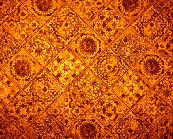 Orangefarbene Marokkanische Fliesen Hintergrund Traditionelle Portugiesische Dekorative Azulejos Fliesen — Stockfoto