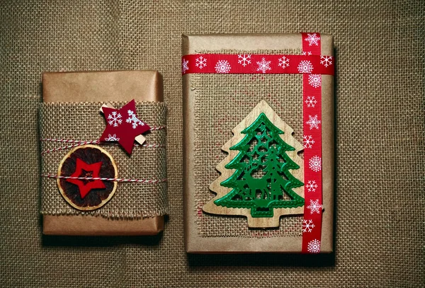 Creative Diy Hobby Making Modern Handmade Christmas Presents Boxes Craft — 스톡 사진