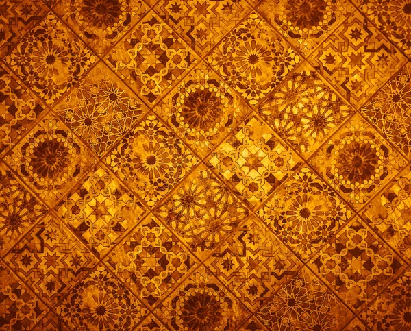 Orangefarbene Marokkanische Fliesen Hintergrund Traditionelle Portugiesische Dekorative Azulejos Fliesen — Stockfoto