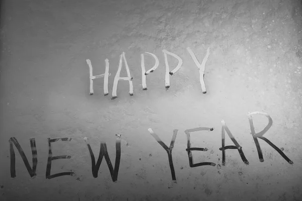 Šťastný Nový Rok 2021 Text Napsaný Skle Okna — Stock fotografie