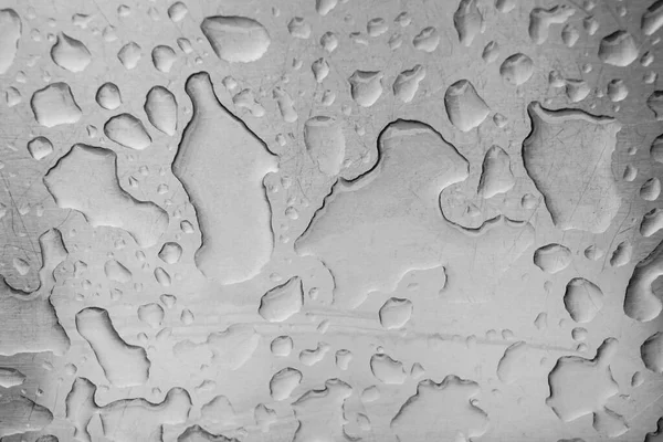 Gotas Agua Una Superficie Metálica Abstracto Gotas Agua Sobre Fondo — Foto de Stock